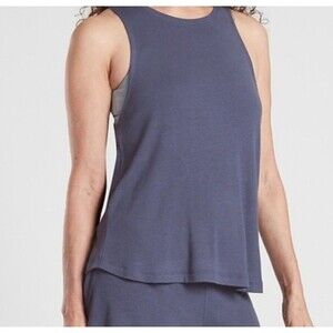 Athleta Well Rested Rib Sleep Tank Sz Small Blue Womens Pull Over Sleeveless NWT